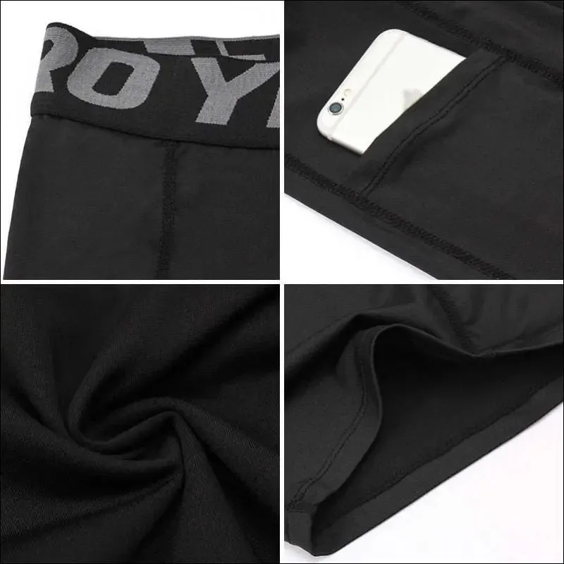 Quick dry compression running tights men with pocket gym fitness shorts sportswear short leggings