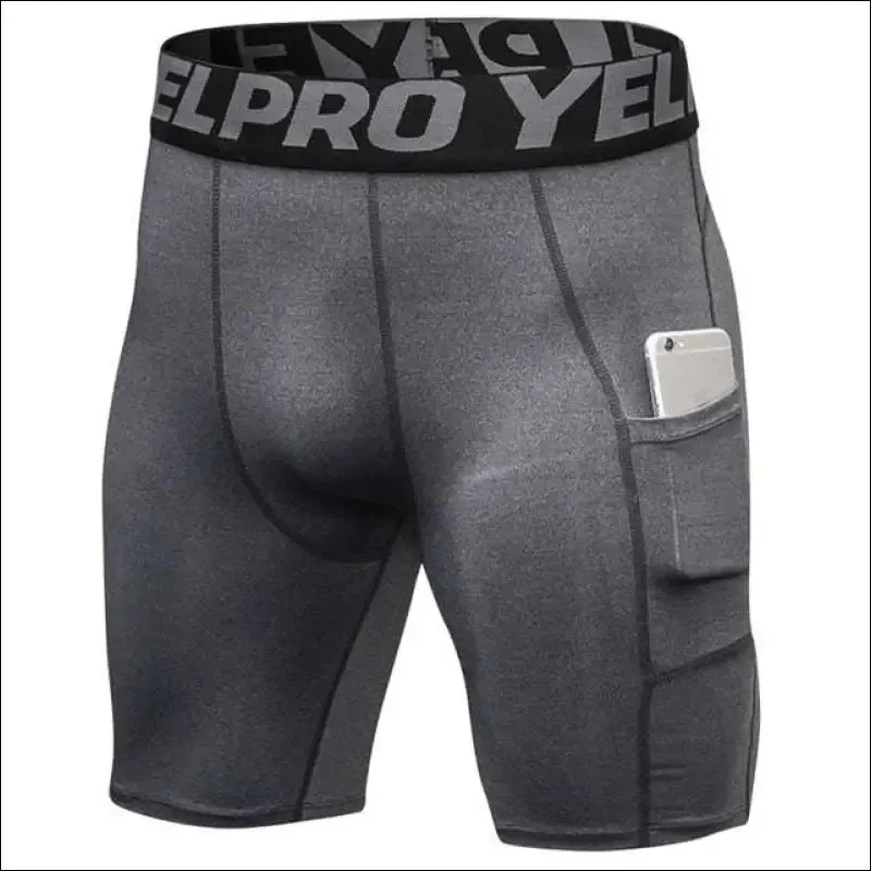 Quick dry compression running tights men with pocket gym fitness shorts sportswear short leggings