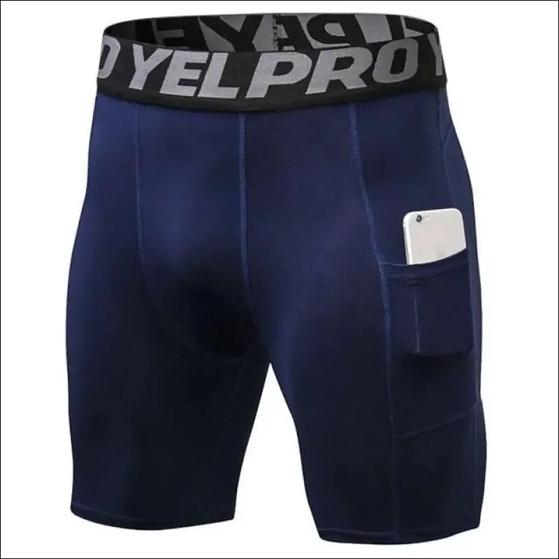 Quick dry compression running tights men with pocket gym fitness shorts sportswear short leggings