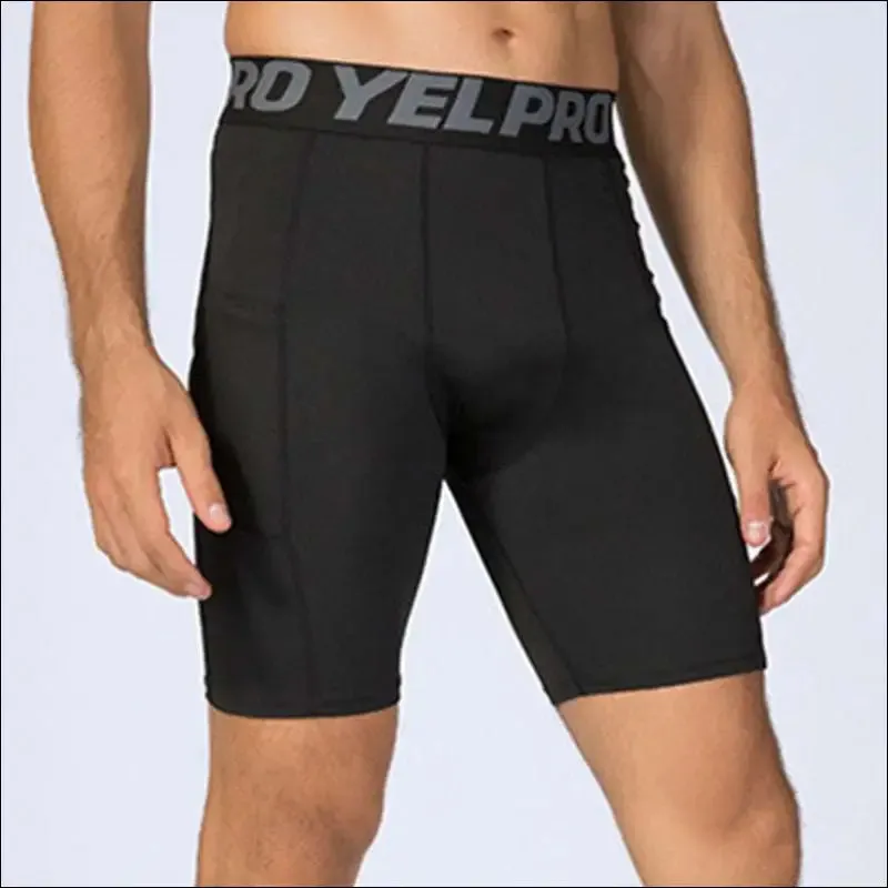 Quick dry compression running tights men with pocket gym fitness shorts sportswear short leggings
