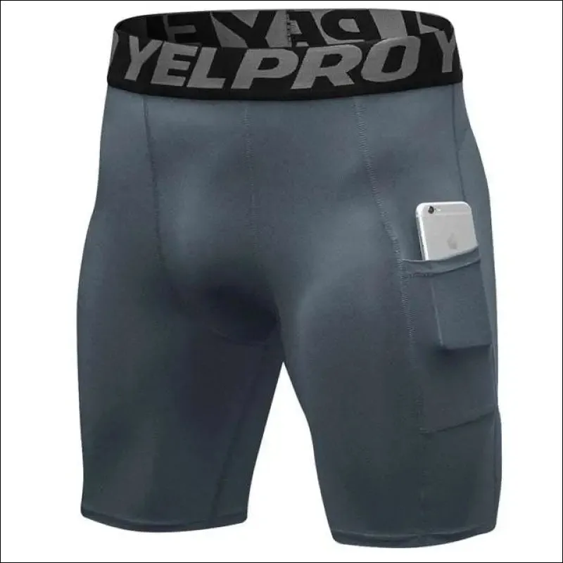 Quick dry compression running tights men with pocket gym fitness shorts sportswear short leggings