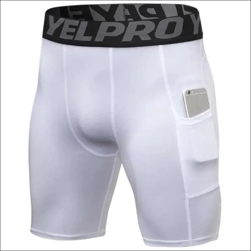 Quick dry compression running tights men with pocket gym fitness shorts sportswear short leggings