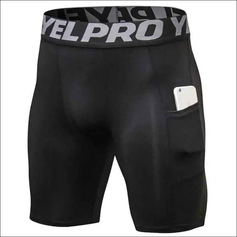 Quick dry compression running tights men with pocket gym fitness shorts sportswear short leggings