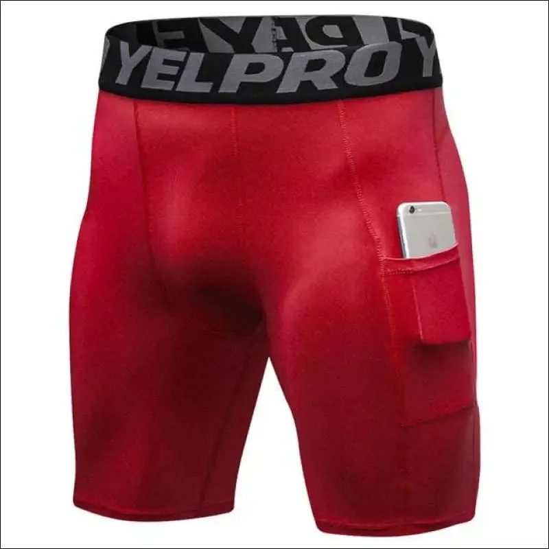 Quick dry compression running tights men with pocket gym fitness shorts sportswear short leggings