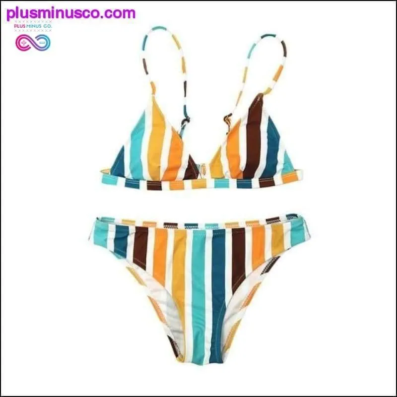 Rainbow Striped Print Swimwear Bikini Swimwear Bandage
