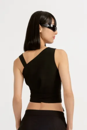 [Restocked] Blake Two-Way Wrap Top in Obsidian Black