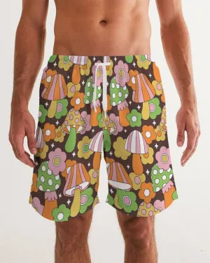 Retro Fungi Love Men's Swim Trunks