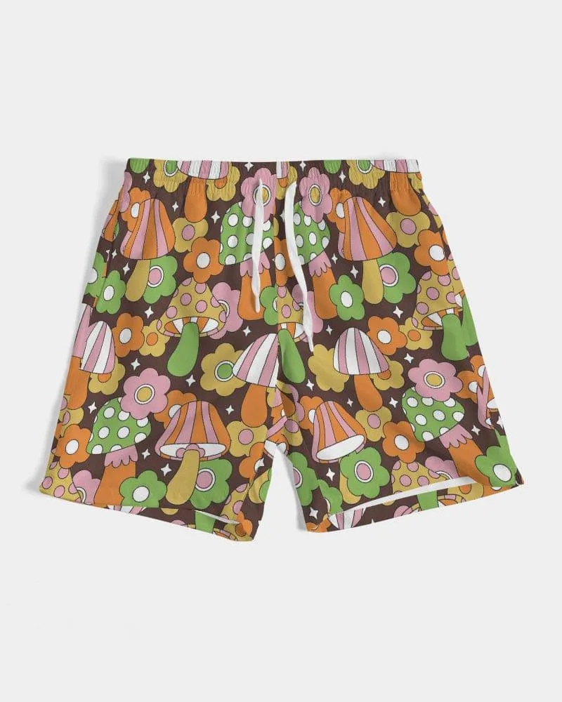 Retro Fungi Love Men's Swim Trunks