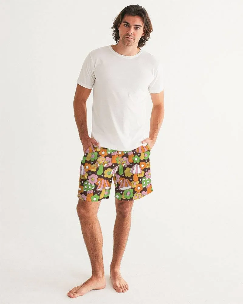 Retro Fungi Love Men's Swim Trunks