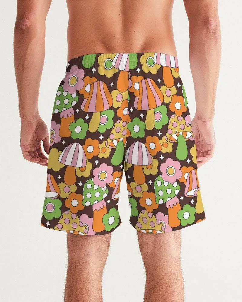 Retro Fungi Love Men's Swim Trunks