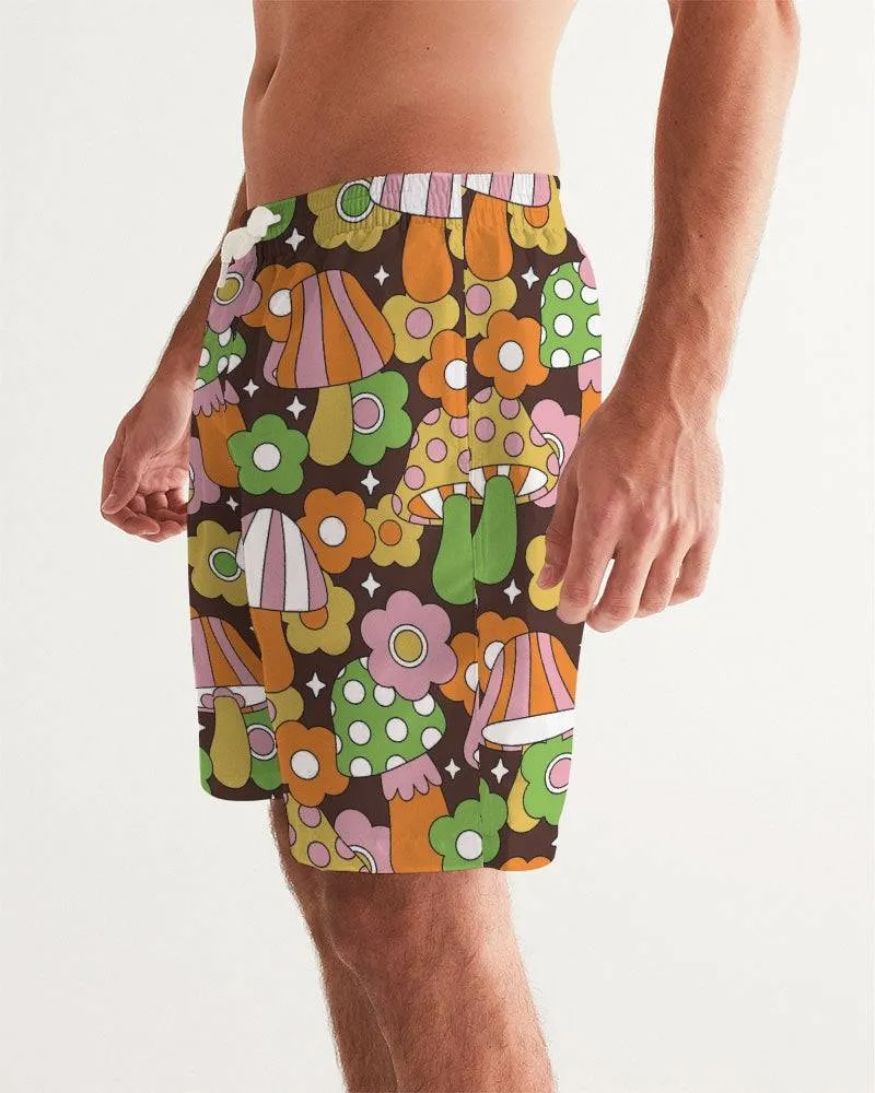 Retro Fungi Love Men's Swim Trunks
