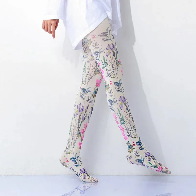 Retro Oil Painting Printed Tights
