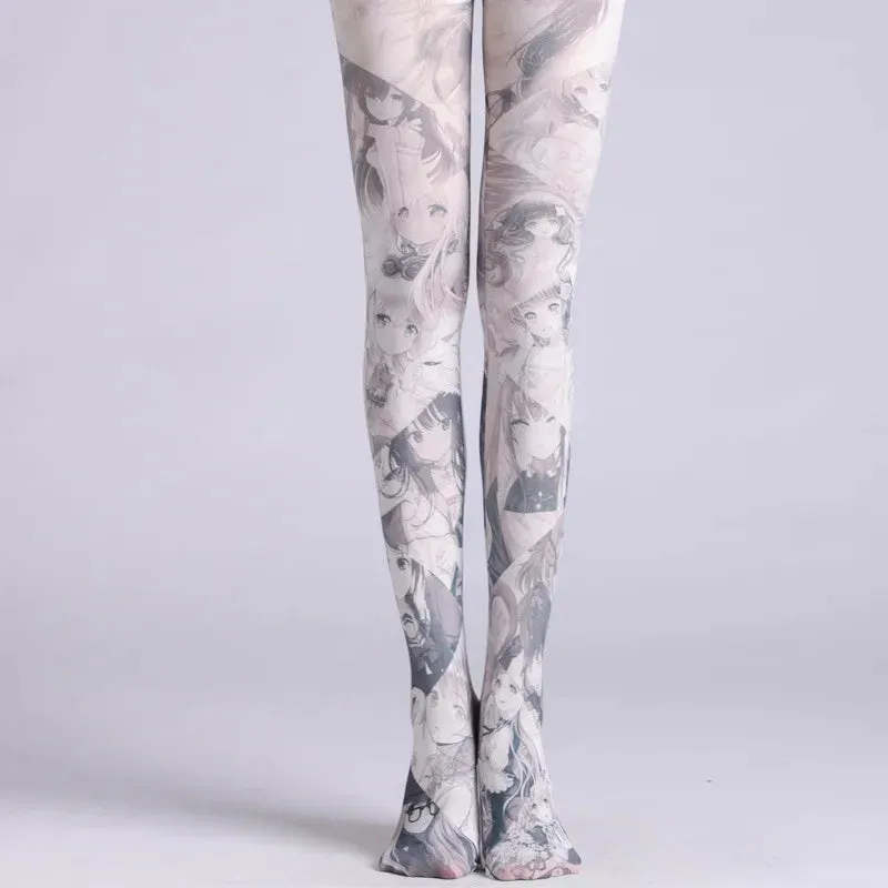 Retro Oil Painting Printed Tights