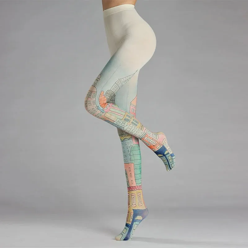 Retro Oil Painting Printed Tights
