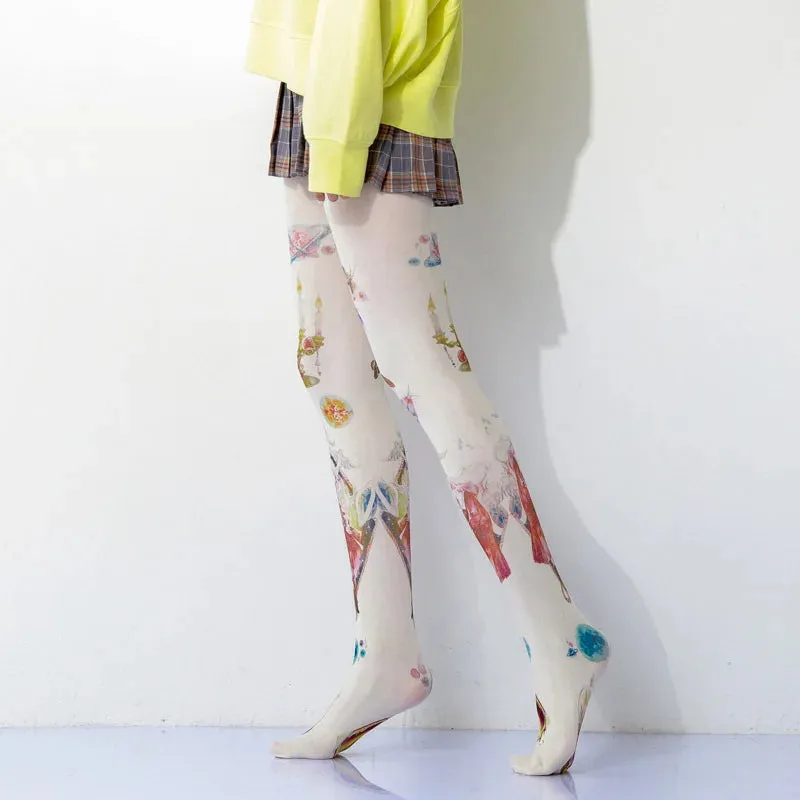 Retro Oil Painting Printed Tights