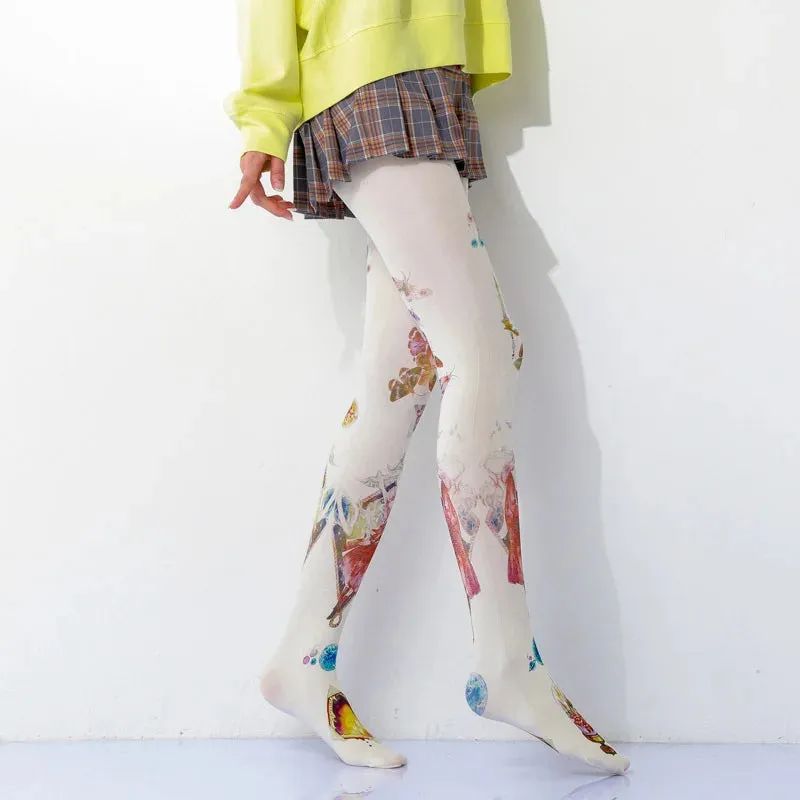 Retro Oil Painting Printed Tights