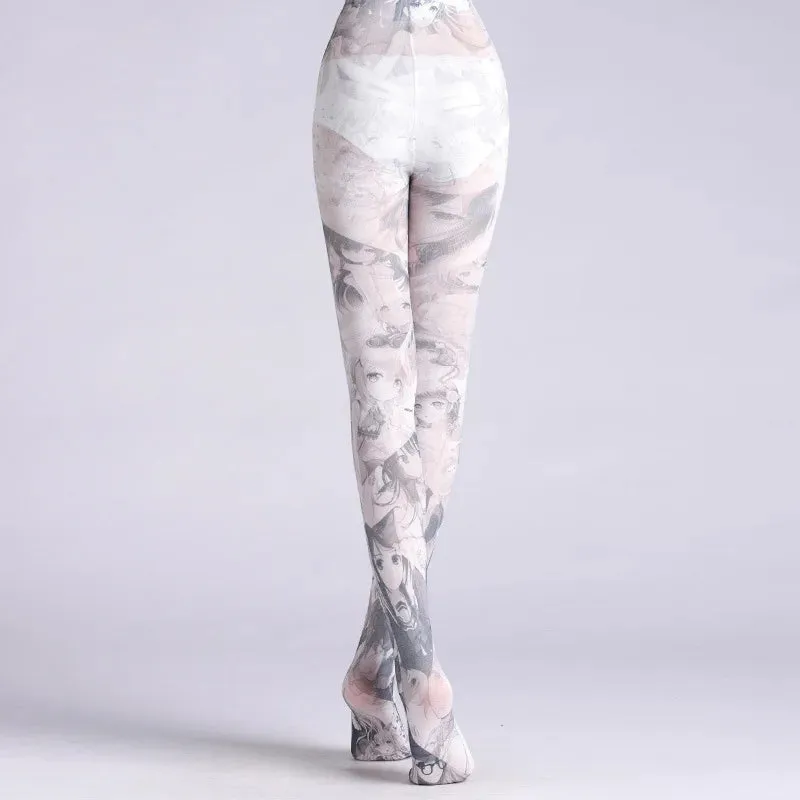 Retro Oil Painting Printed Tights