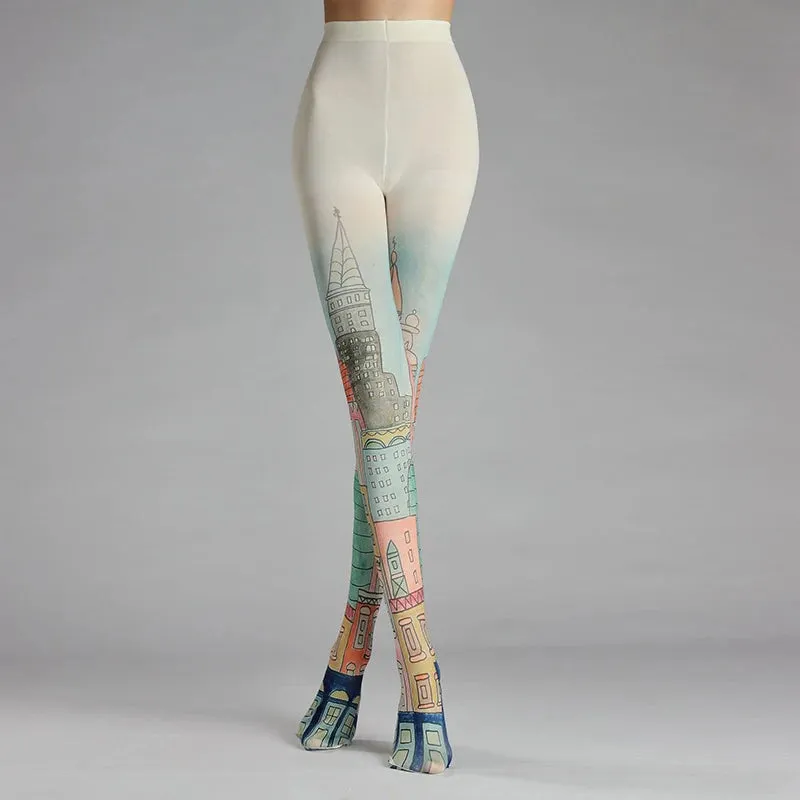 Retro Oil Painting Printed Tights