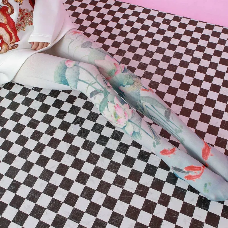 Retro Oil Painting Printed Tights