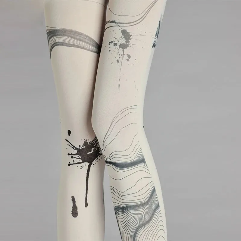 Retro Oil Painting Printed Tights