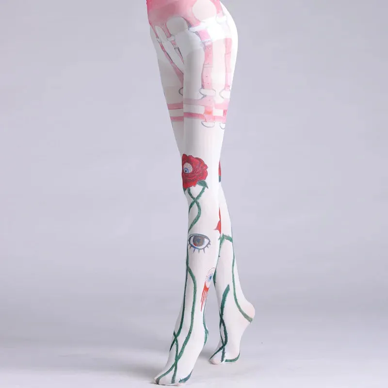 Retro Oil Painting Printed Tights