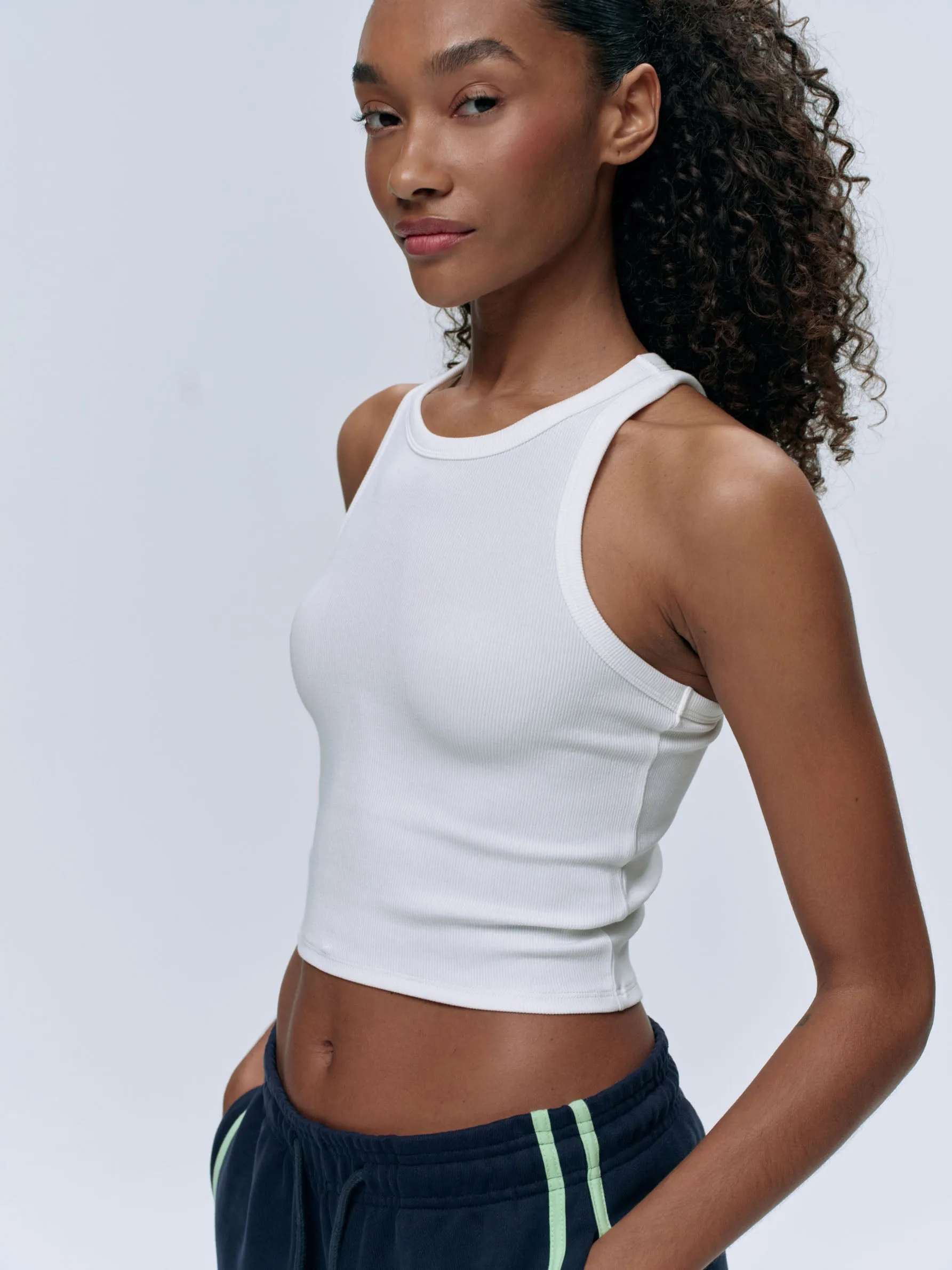 Rib Tank Top - White