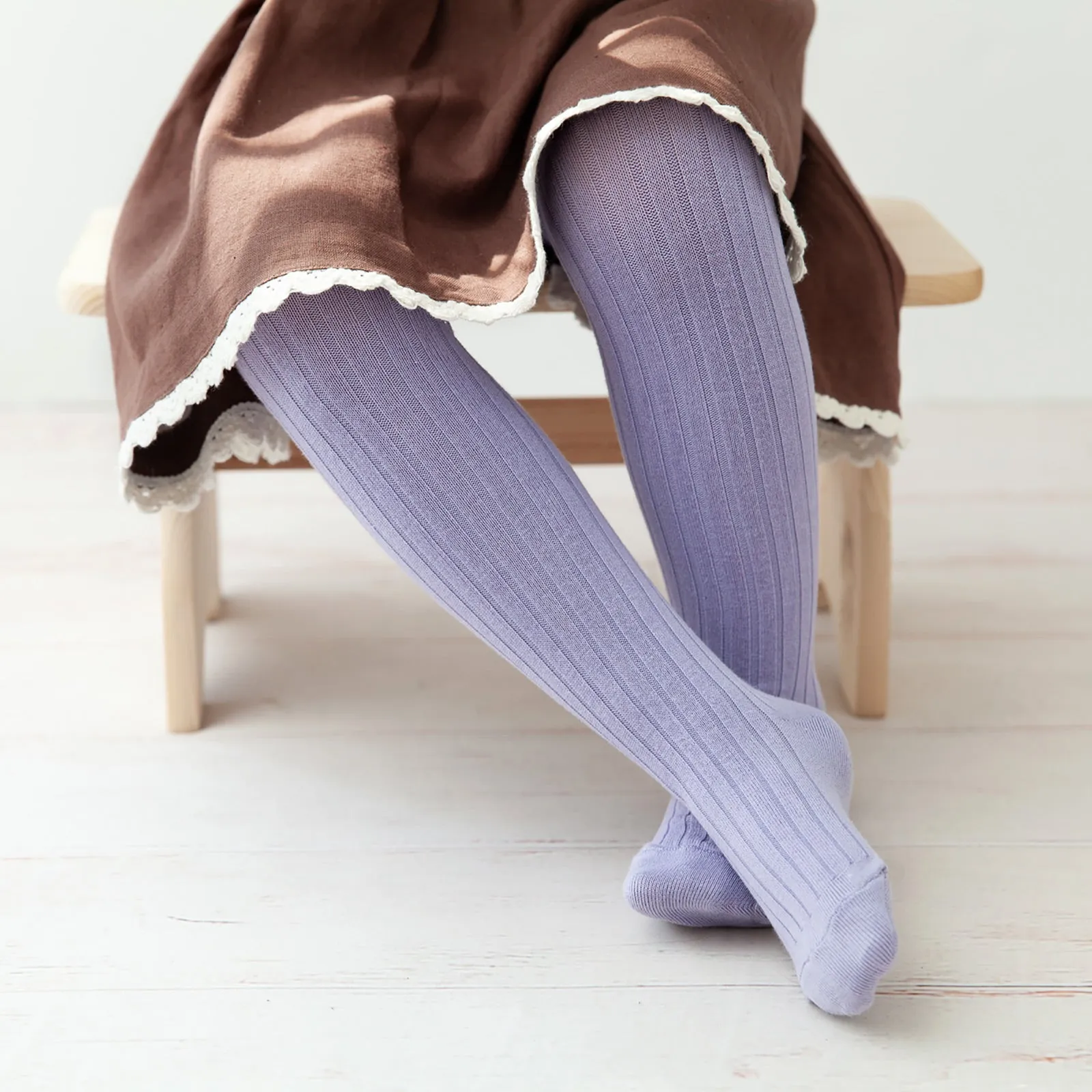 Ribbed Tights, Lavender
