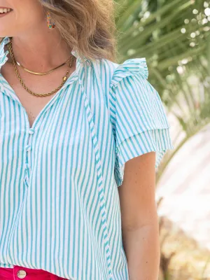Ribbon Breeze Flutter Sleeve Blouse