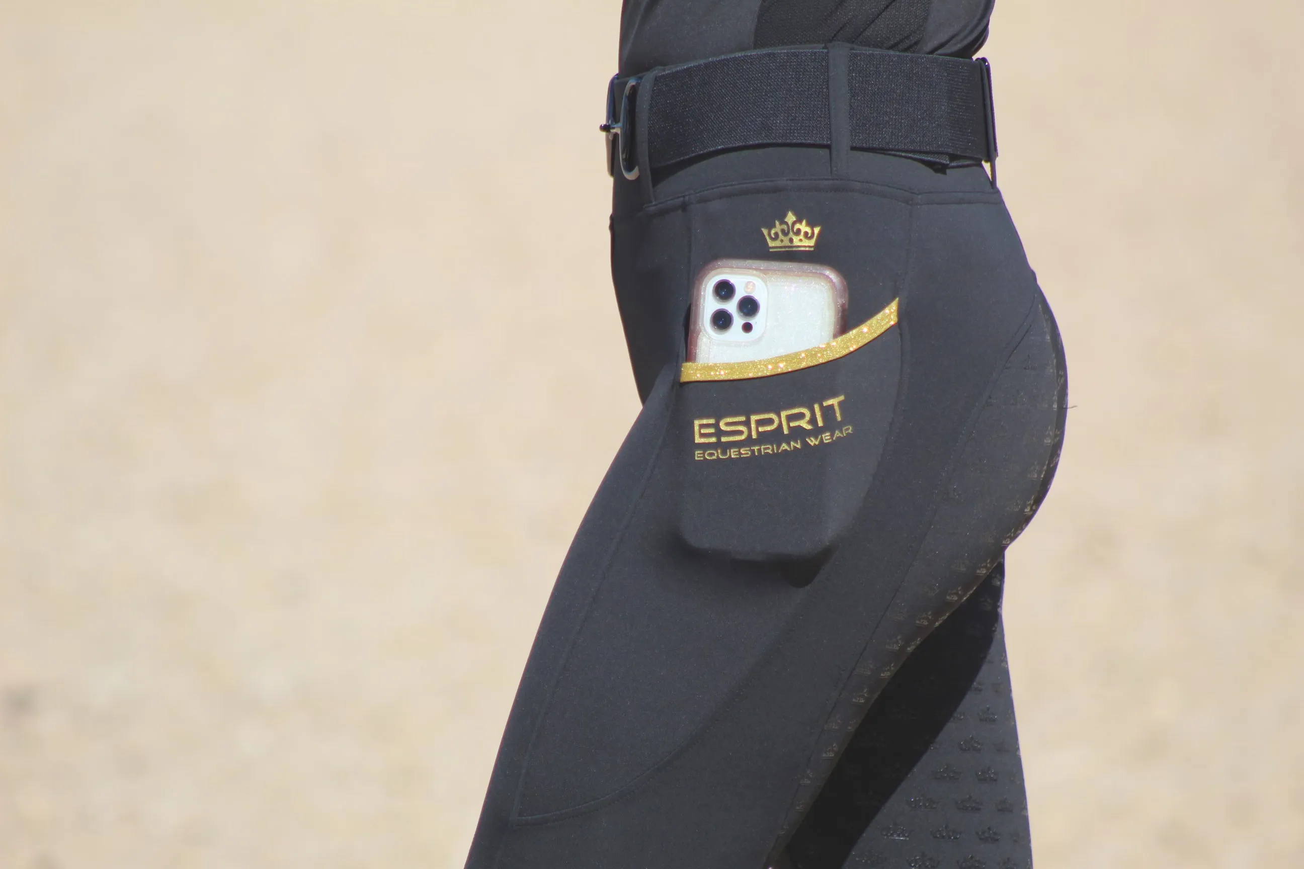 Riding Tight - Black with Gold Sparkle