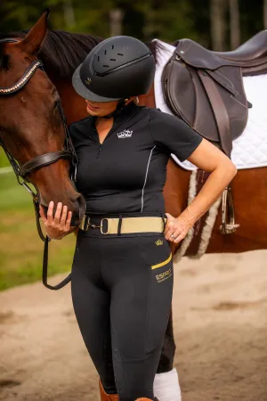 Riding Tight - Black with Gold Sparkle