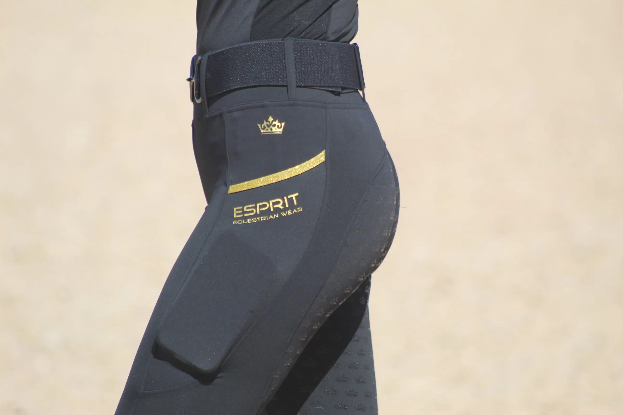 Riding Tight - Black with Gold Sparkle