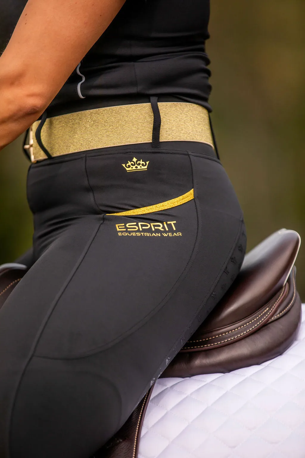 Riding Tight - Black with Gold Sparkle