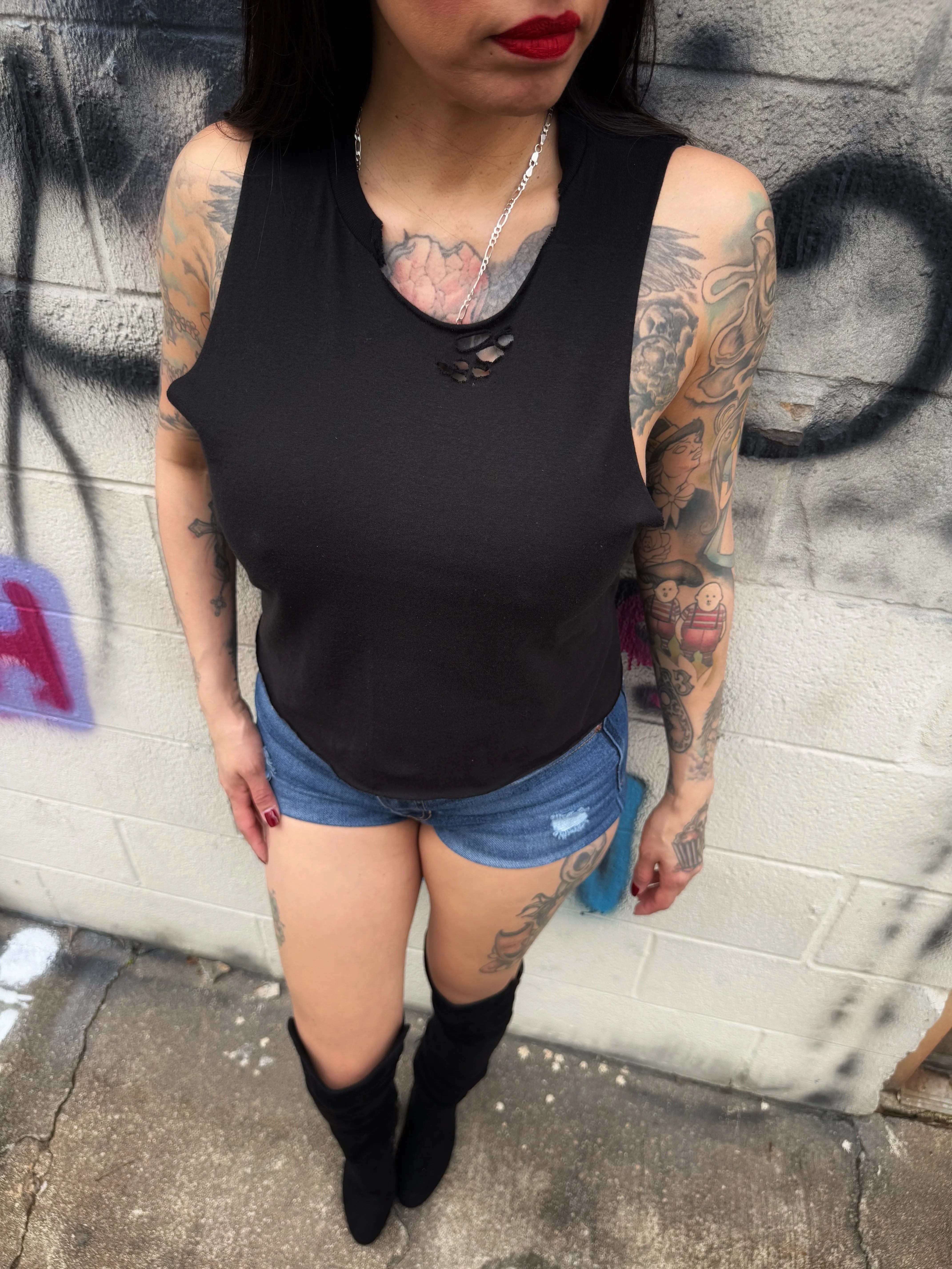 ROAD RASH BLACK CROP TANK 1.0