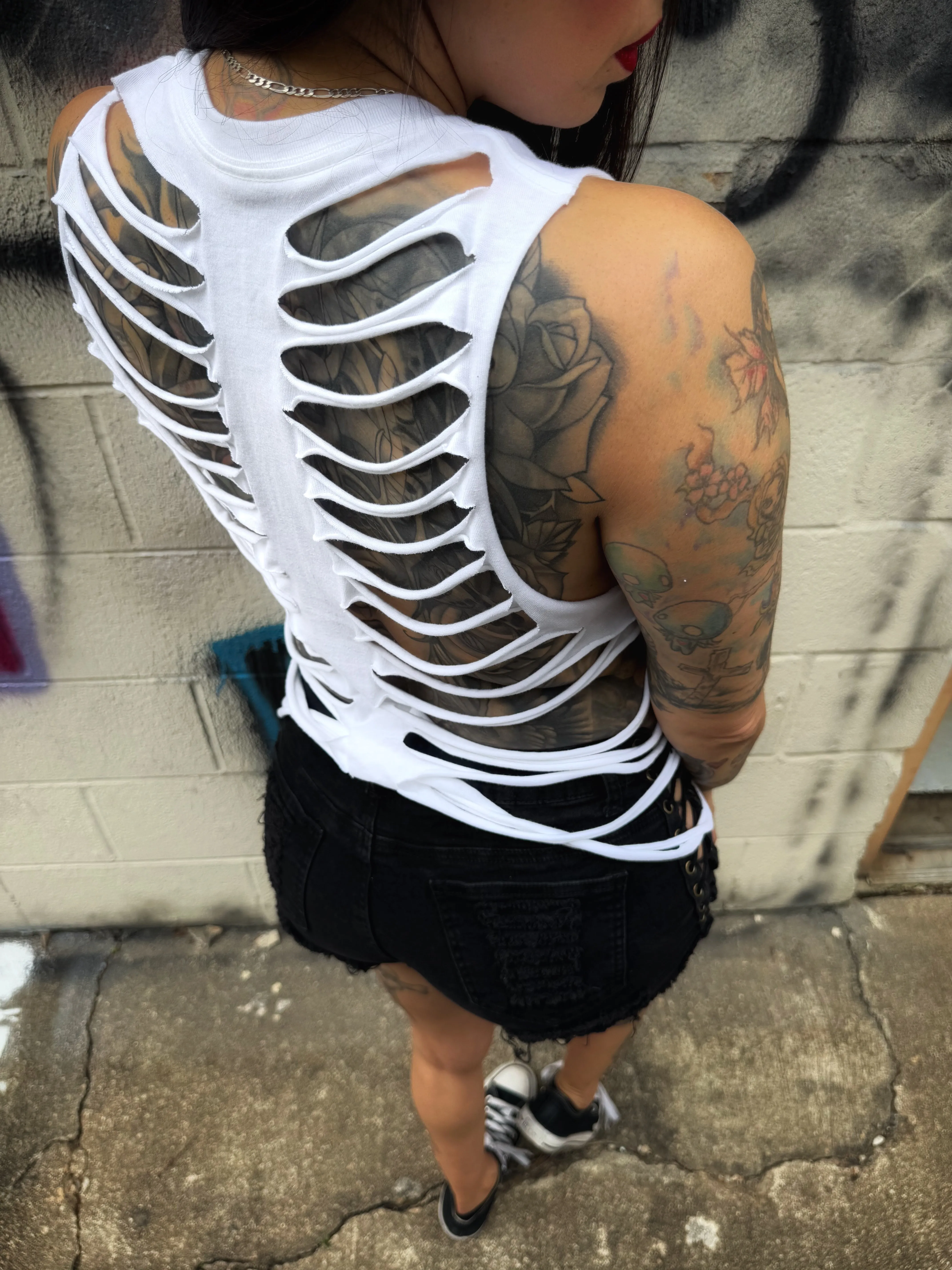 ROAD RASH WHITE CROP TANK TOP - 2.0