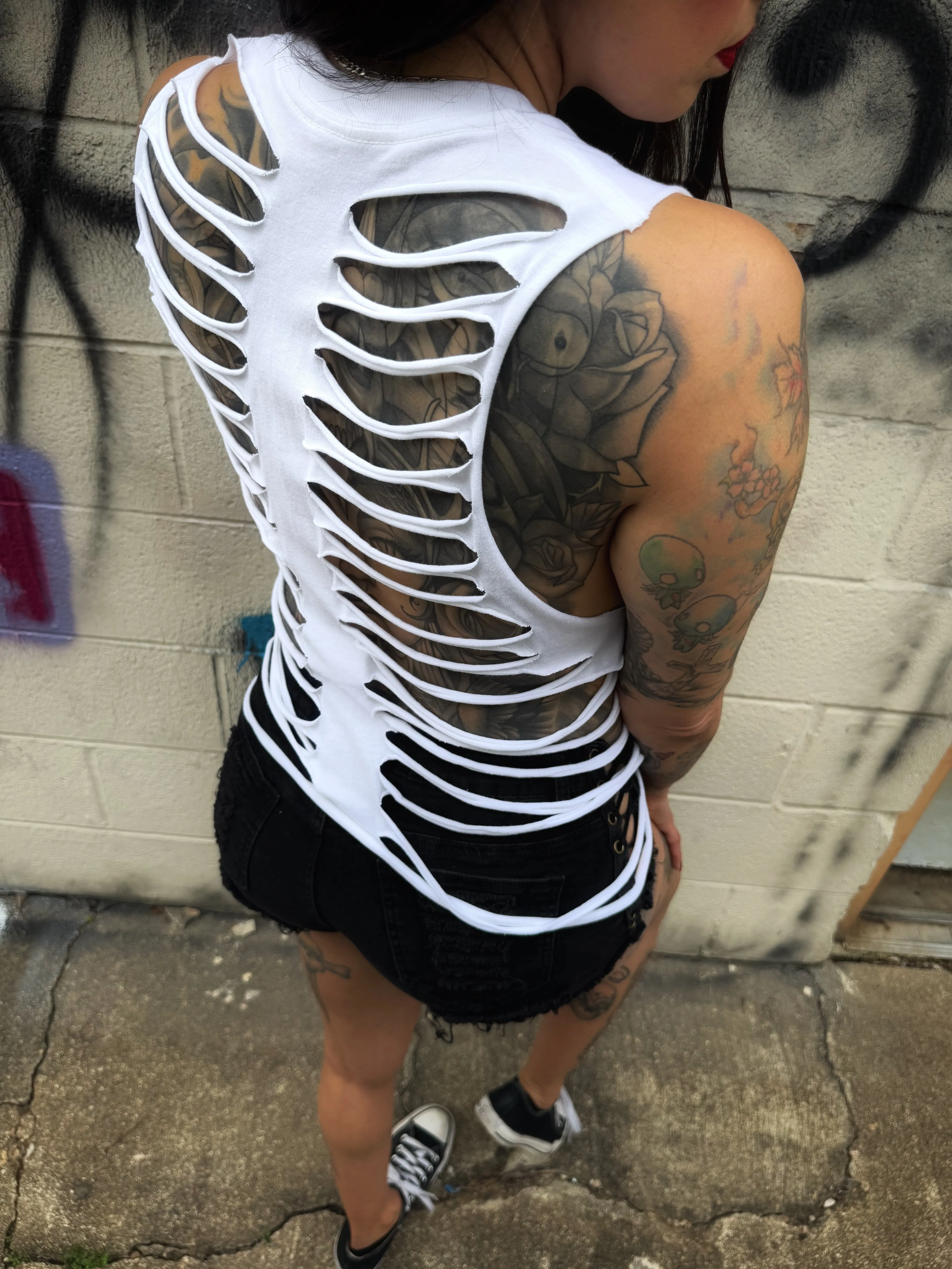 ROAD RASH WHITE CROP TANK TOP - 3.0