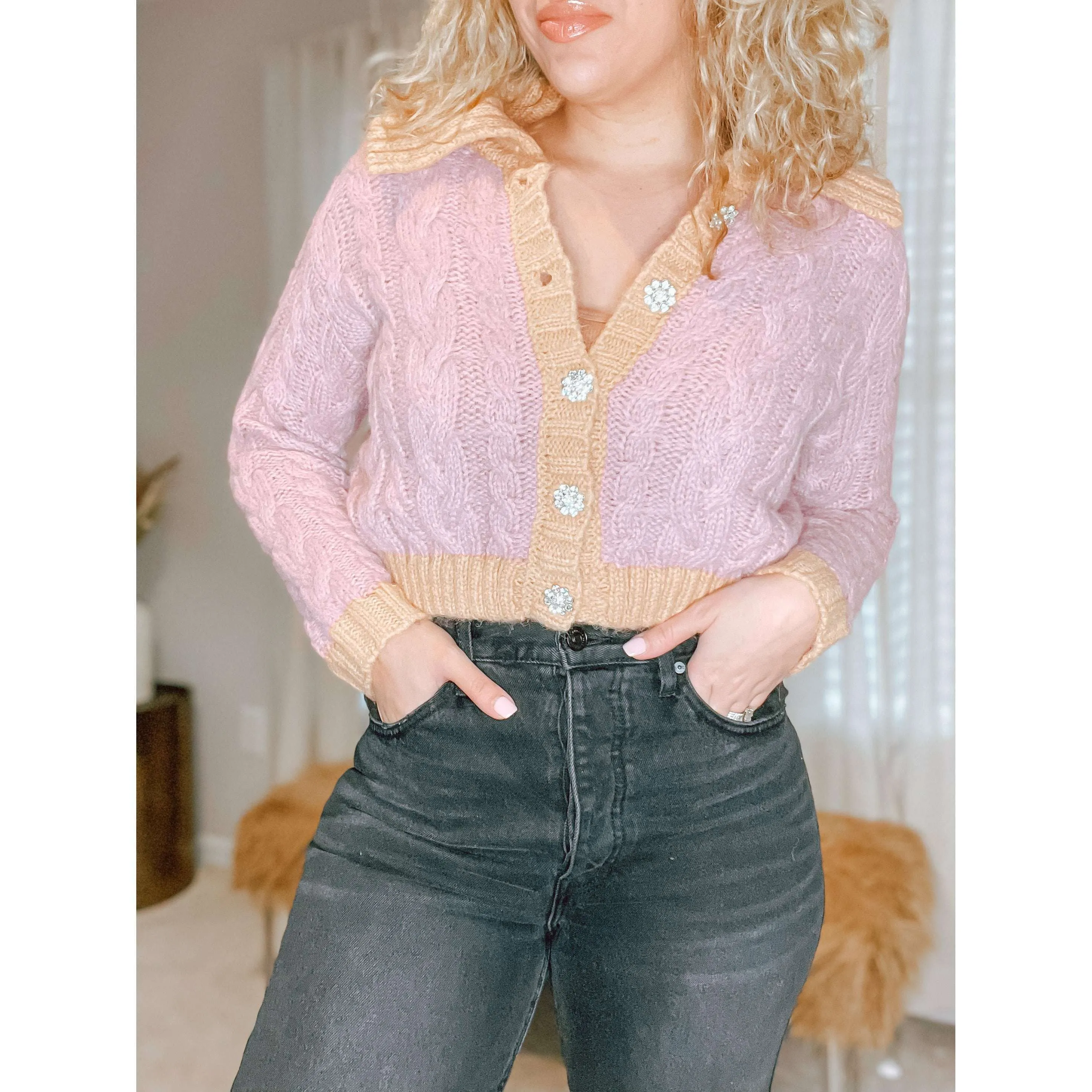 Rose Cable Knit Cardigan