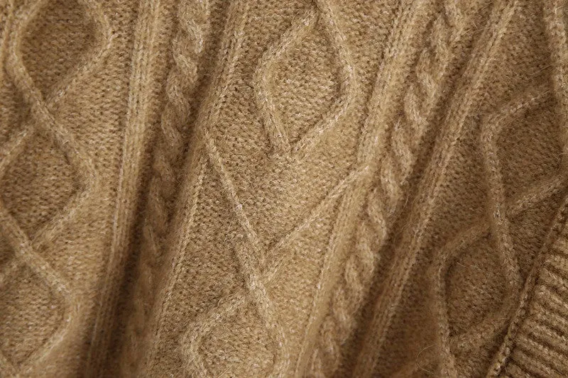 Ruffles Stripe Oversize V-neck Knit Sweater Vest