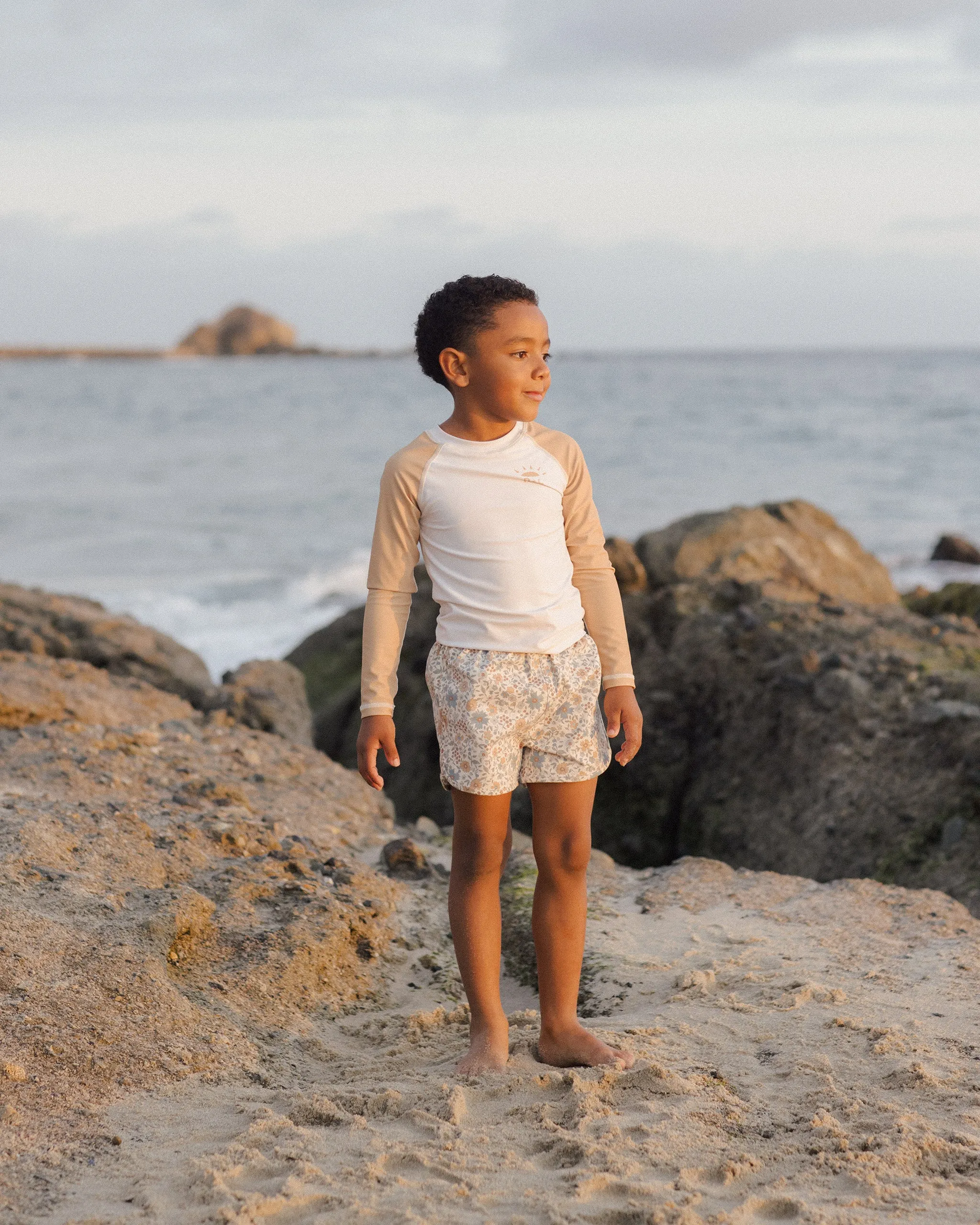Rylee & Cru Swim Trunks – Gardenia | Boys Sustainable Swimwear Canada