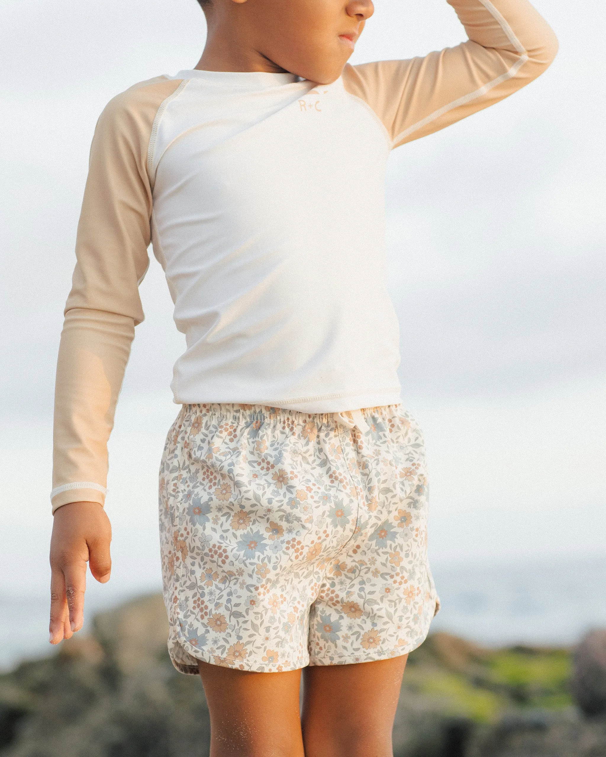 Rylee & Cru Swim Trunks – Gardenia | Boys Sustainable Swimwear Canada