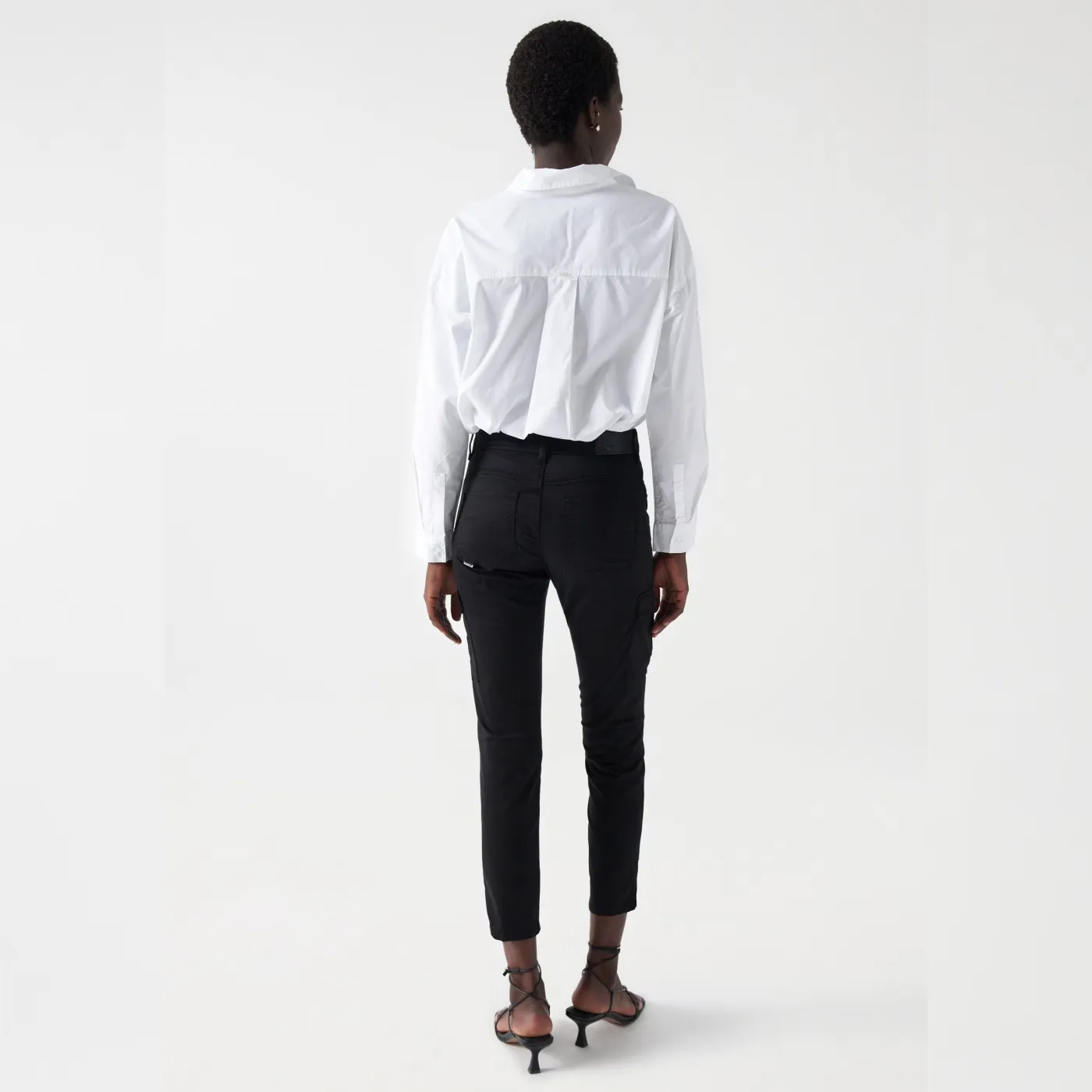 Salsa Faith Push In Cropped Leg Cargo Trousers | Black