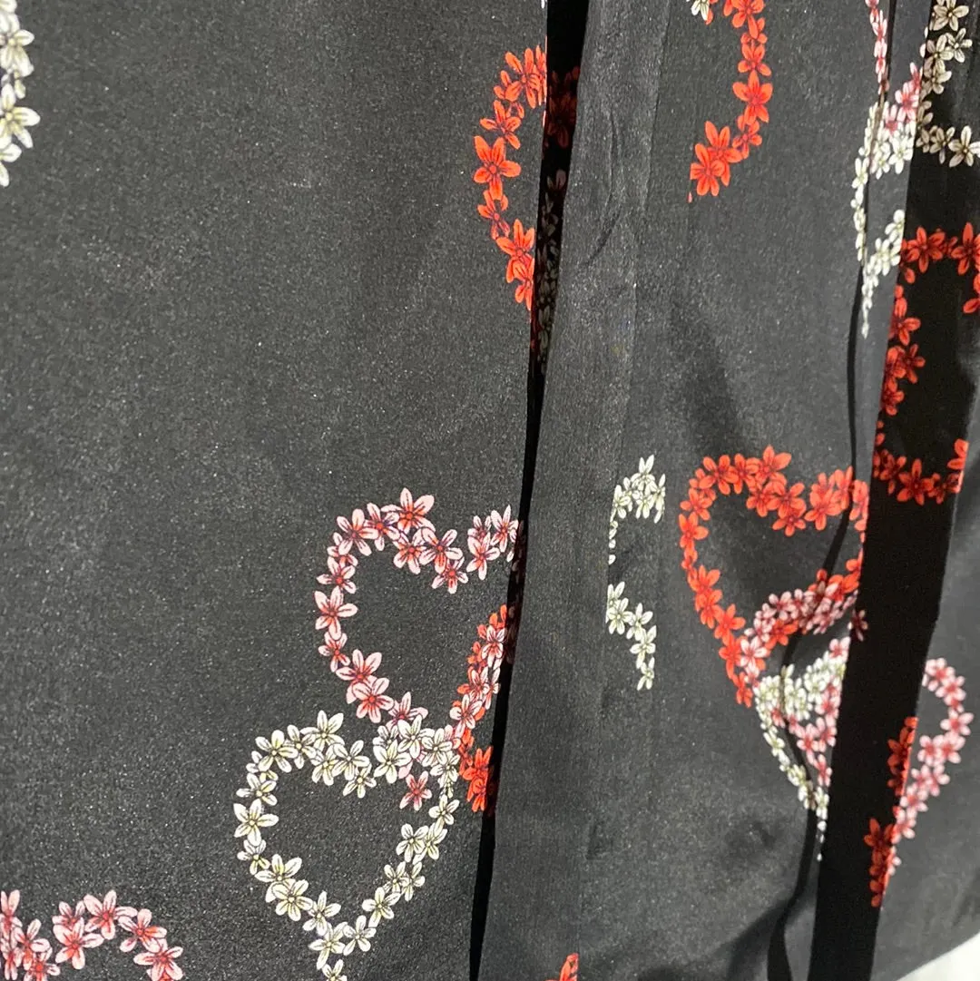 Sandro Black Short Sleeve Blouse with Hearts and Lace