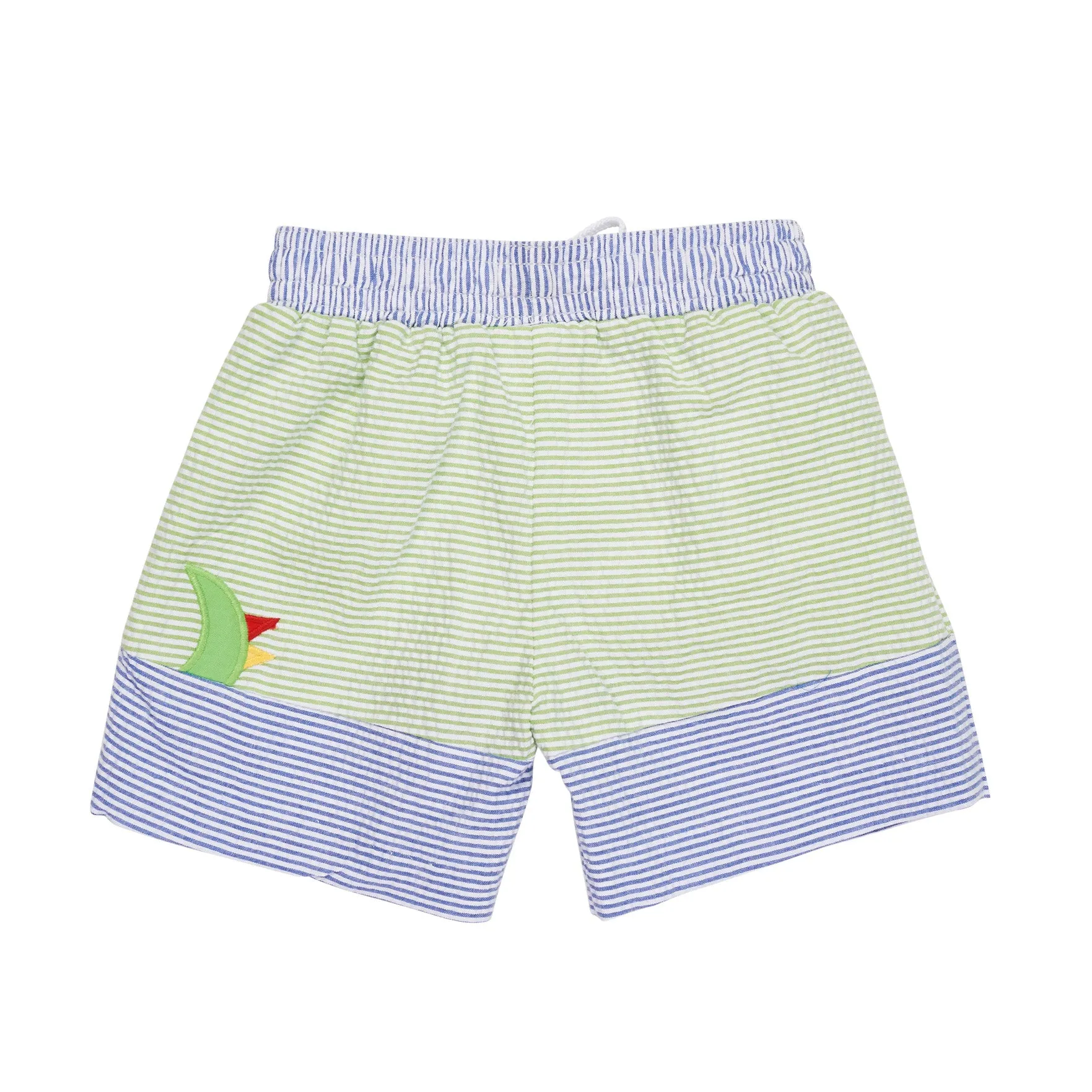 Seersucker Swim Trunk with Alligator Applique