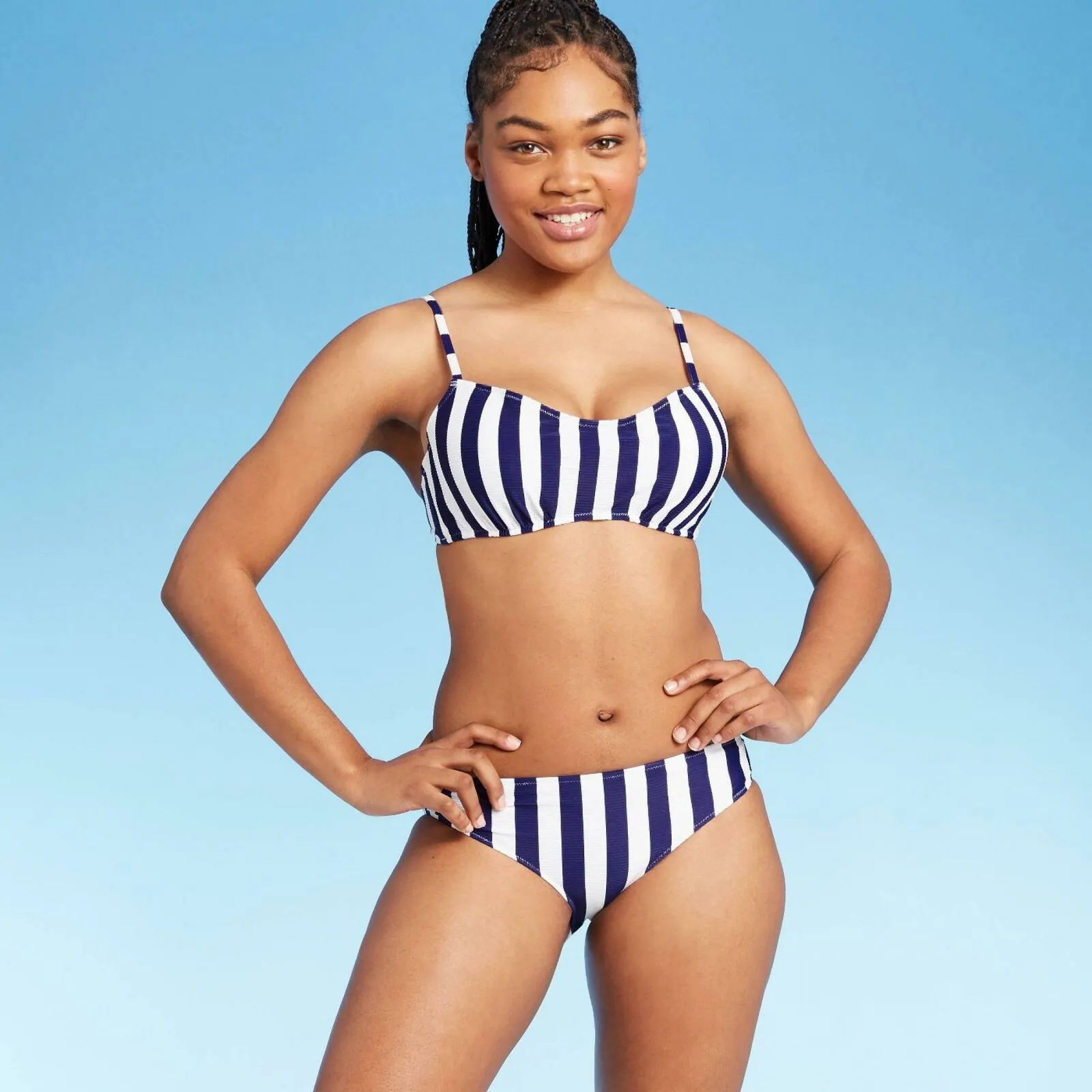 Shade & Shore Women's Nautical Ribbed Hipster Bikini Bottom