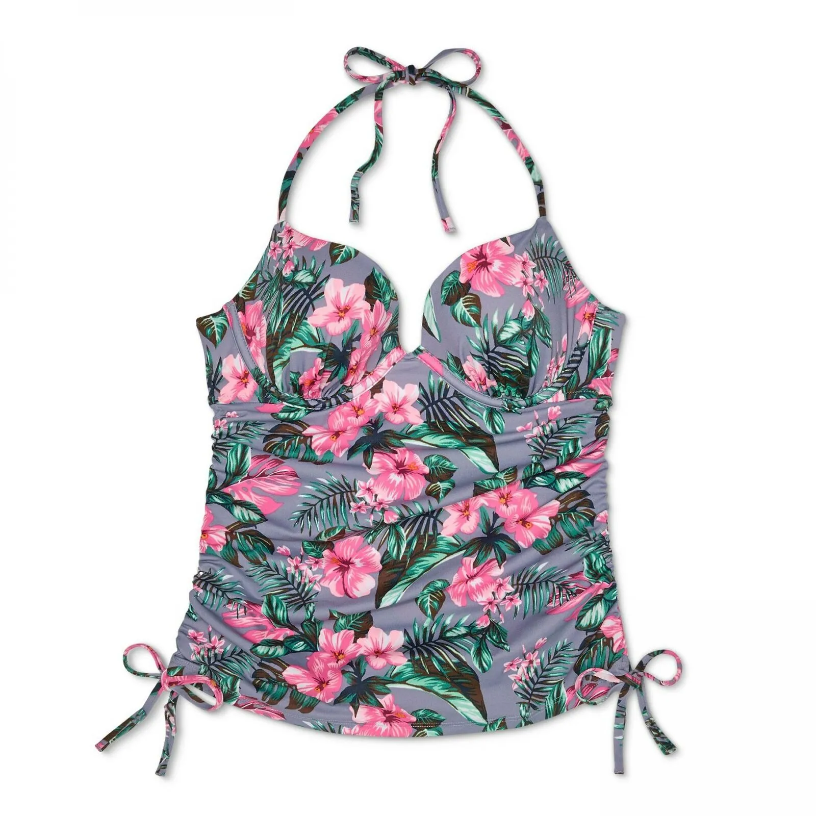 Shade & Shore Women's Shell Lightly Lined Cinch Halter Tankini Top