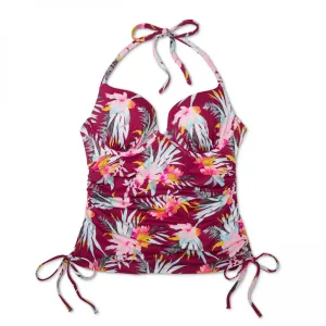 Shade & Shore Women's Shell Lightly Lined Cinch Halter Tankini Top