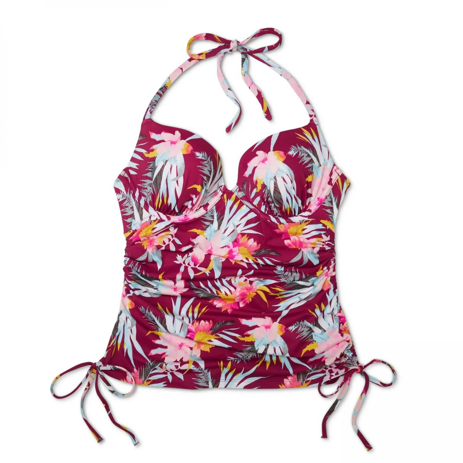 Shade & Shore Women's Shell Lightly Lined Cinch Halter Tankini Top