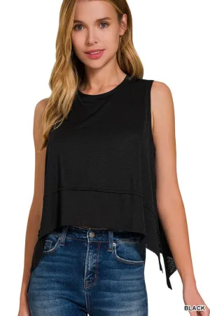SHARK BITE SIDE SLIT SLEEVELESS TOP