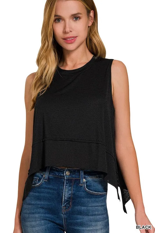 SHARK BITE SIDE SLIT SLEEVELESS TOP