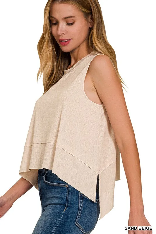 SHARK BITE SIDE SLIT SLEEVELESS TOP