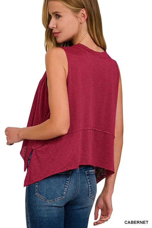 SHARK BITE SIDE SLIT SLEEVELESS TOP